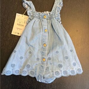 Zara Light Blue Baby Dress with Button Details